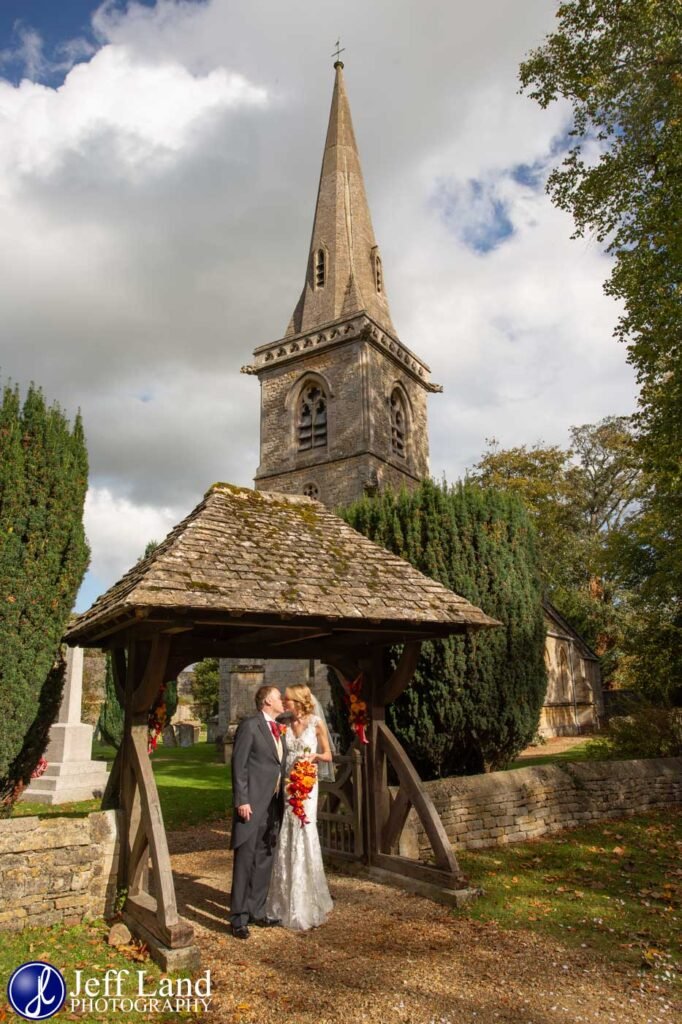 Bride and Groom portrait St Mary’s Church Wedding in Lower Slaughter