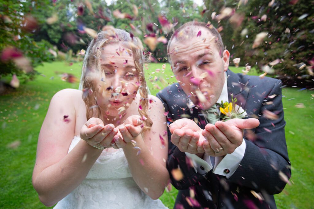 Wedding Photographer at Brownsover Hall Hotel in Rugby confetti