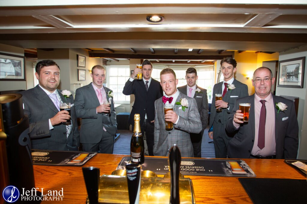 Groom and Groomsmen at the Ferry Inn Stratford upon Avon