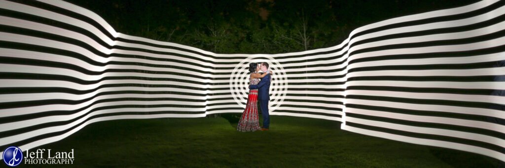 Light Painting Bride and Groom Portrait with Pixelstick at a Chesford Grange Wedding