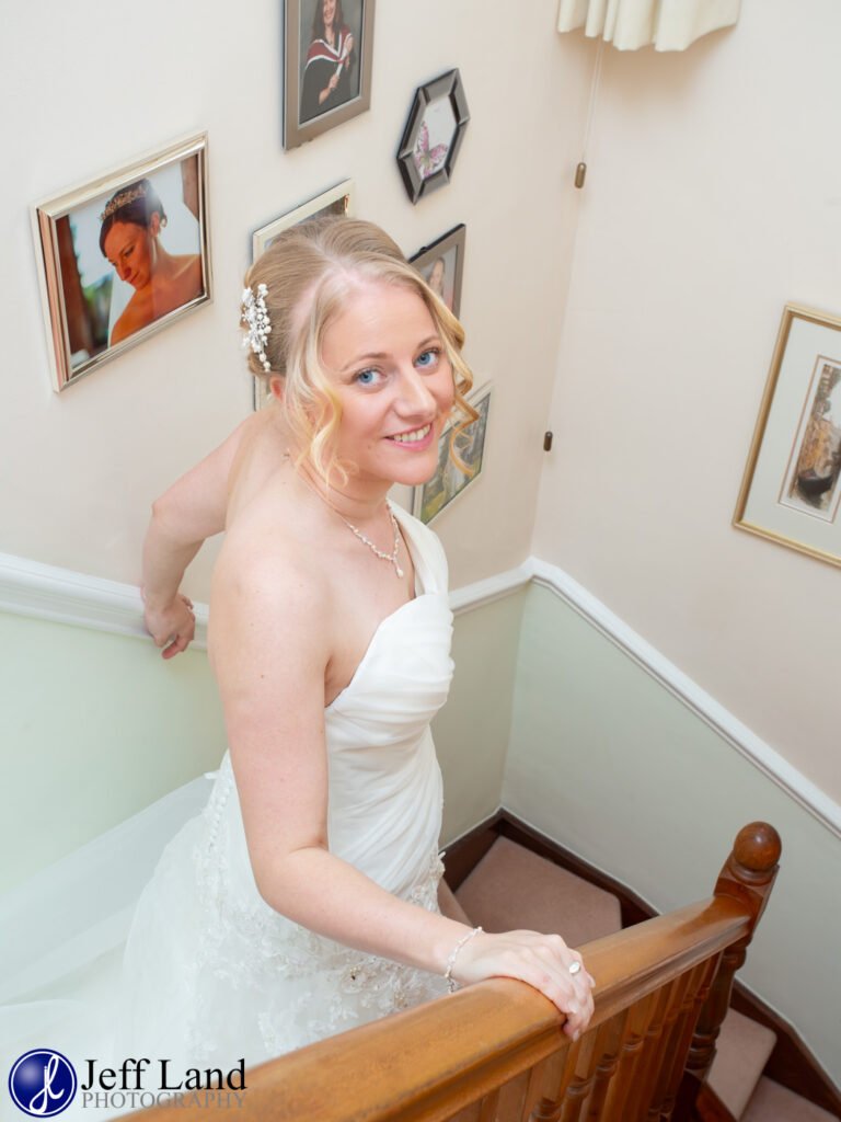 Bride Prep walking down the stairs