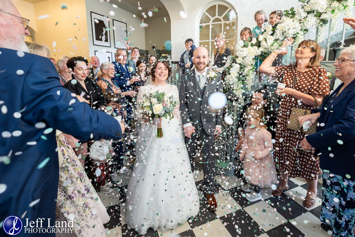 Bride and Groom Happy Confetti Photo Warwick House