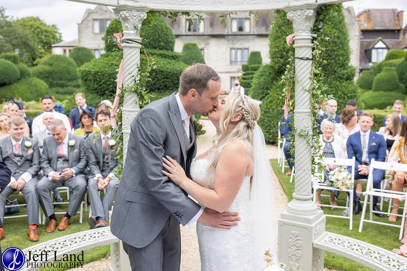 Billesley Manor Wedding First Kiss