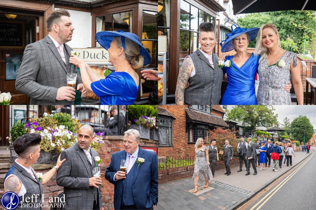Wedding Party at the Dirty Duck Stratford upon Avon, Warwickshire