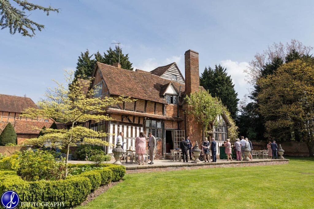 Gorcott Hall Redditch Wedding Photographer Rear Garden With Guests