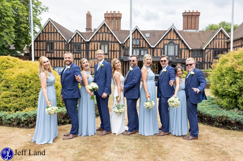 Approved Wedding Photographer Macdonald Alveston Manor Stratford-upon-Avon, Warwickshire Fun Bridal Party Photo