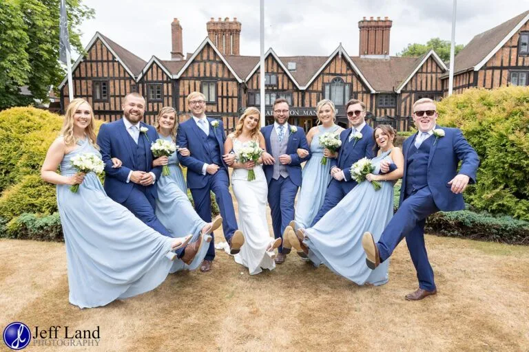 Approved Wedding Photographer Macdonald Alveston Manor Stratford-upon-Avon, Warwickshire Fun Bridal Party Photo