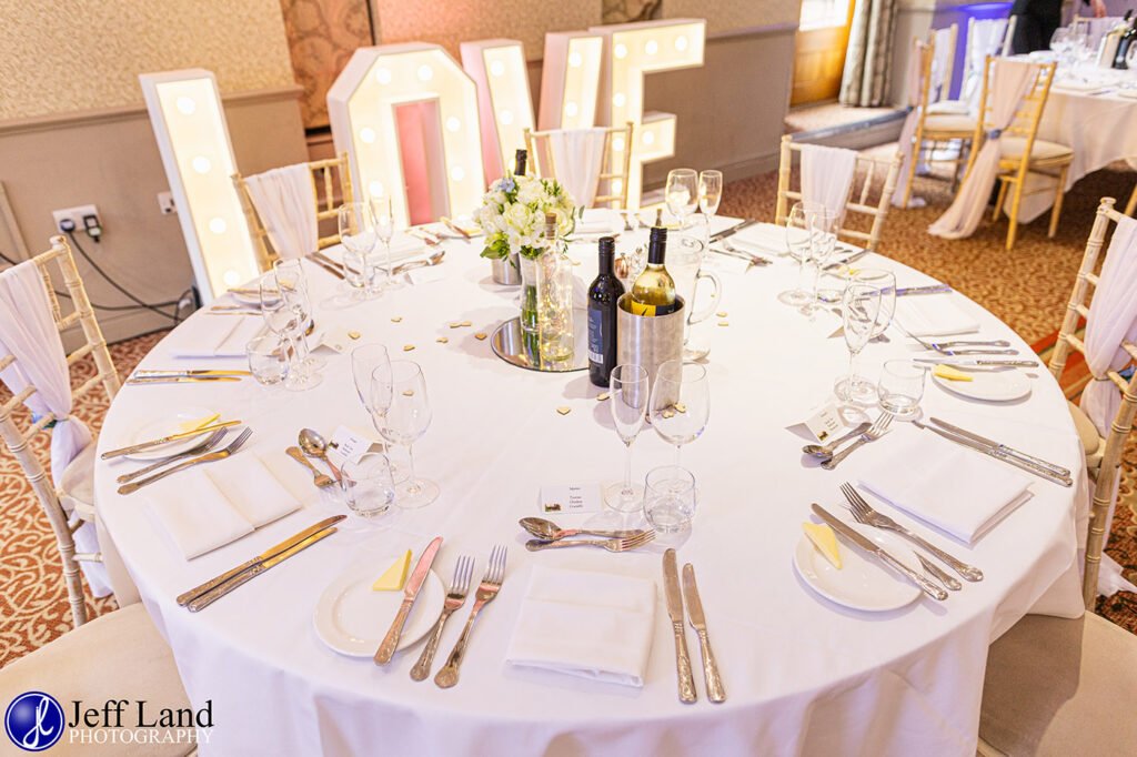 Approved Wedding Photographer Macdonald Alveston Manor Stratford-upon-Avon, Warwickshire Table Settings