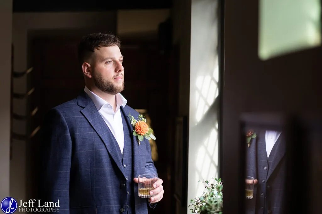 Nervous Groom to be portrait Hotel Indigo Stratford upon Avon