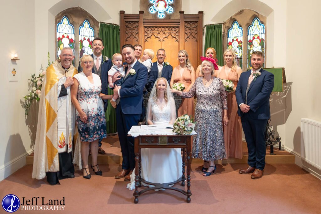 Wedding St Andrews Church Stratford upon Avon, Warwickshire group photo