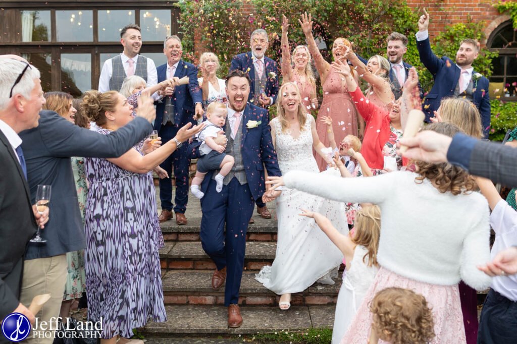 Wedding Reception at Alveston Pastures Farm Stratford upon Avon, Warwickshire confetti