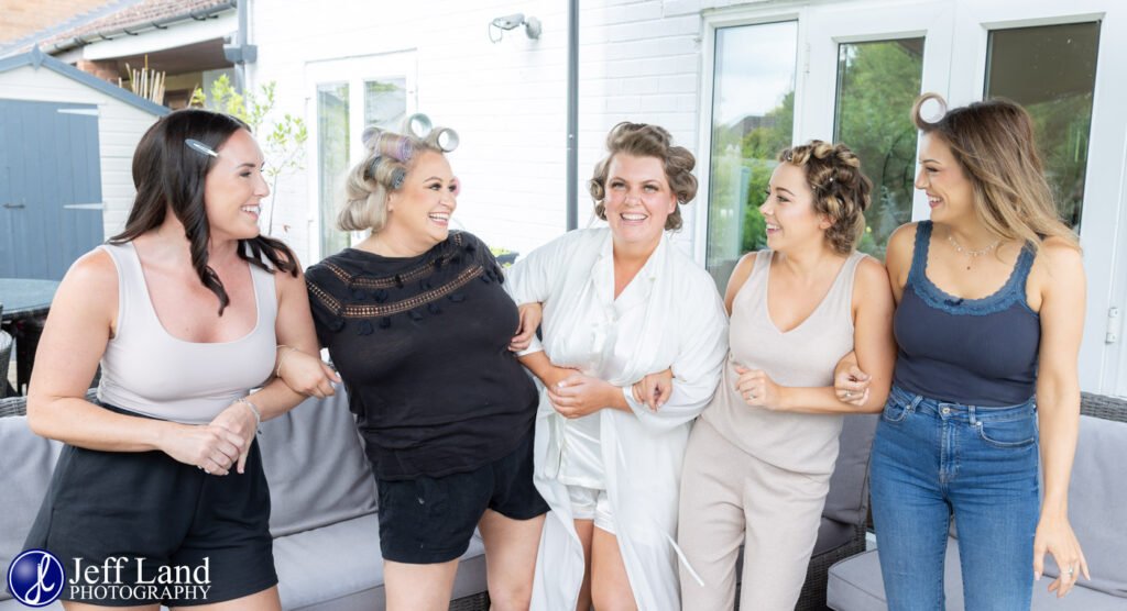 Bride to be having fun with her bridesmaids