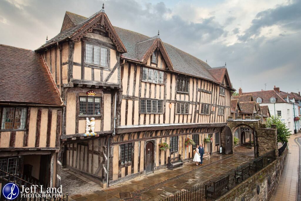 Bride and Groom wedding portrait at the Lord Leycester Hospital in Warwick