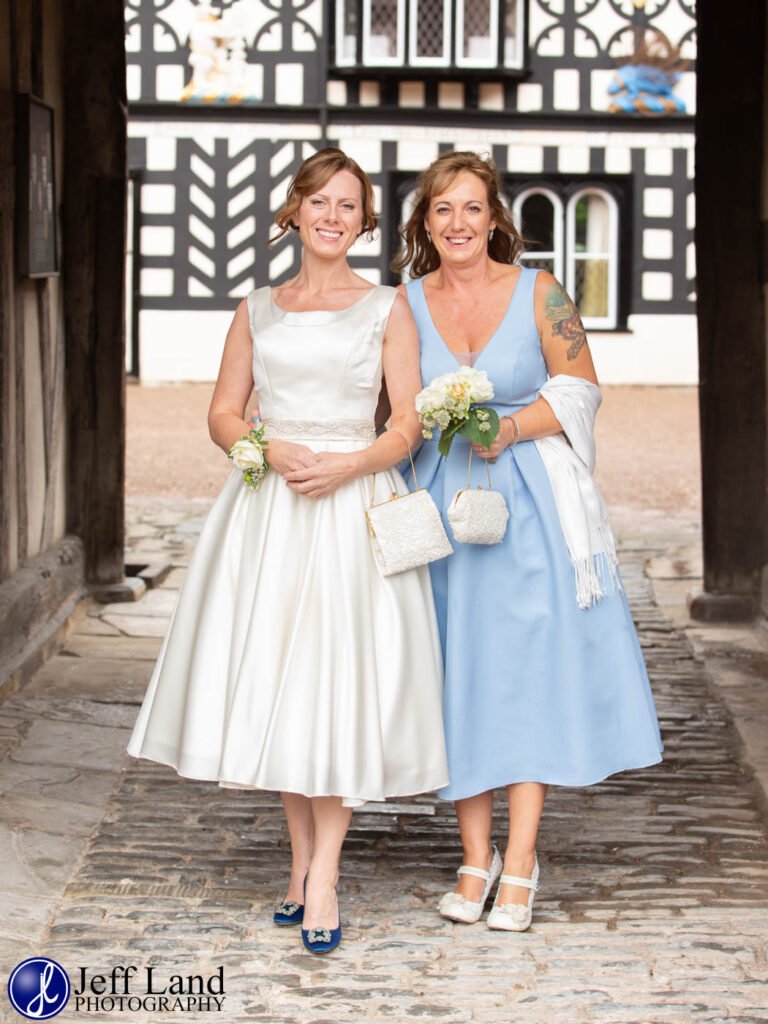 Bride to be with Bridesmaid wedding portrait at the Lord Leycester Hospital in Warwick
