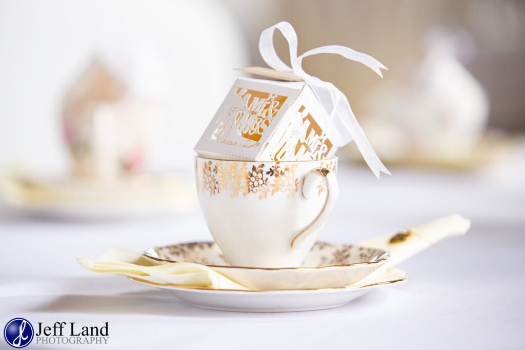 Cup of Tea Wedding breakfast table setting at The Court House Warwick