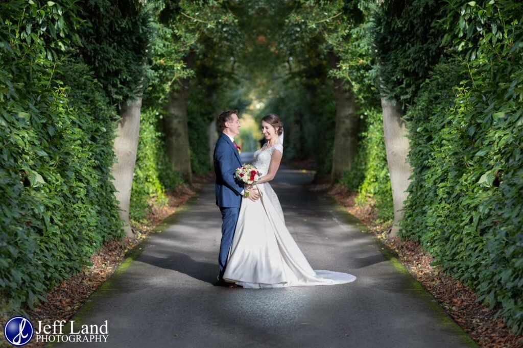 Fun bride and groom portrait at Nuthurst Grange