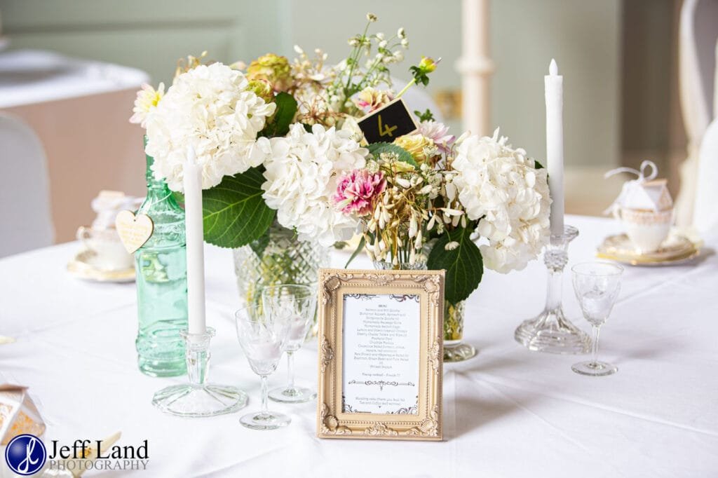 Menu Wedding breakfast table setting at The Court House Warwick