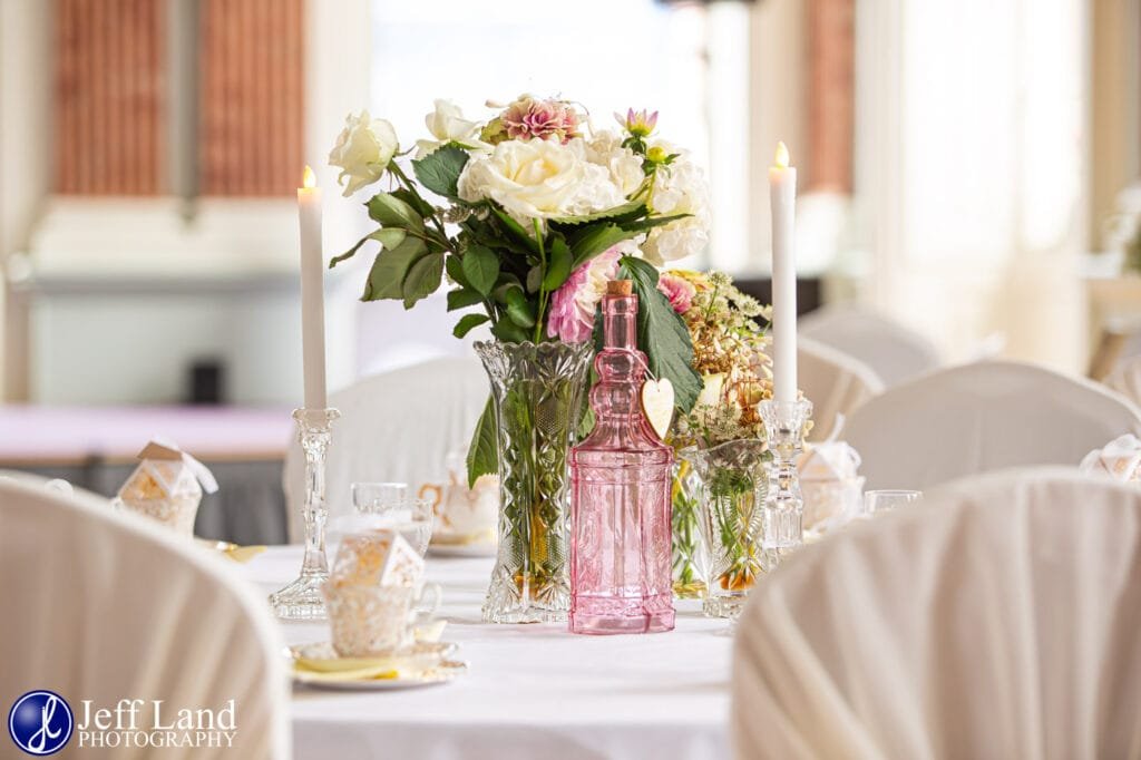 Wedding breakfast table setting at The Court House Warwick