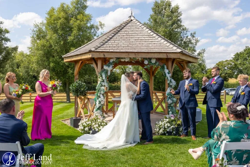 Manor Hill House Wedding Ceremony First Kiss