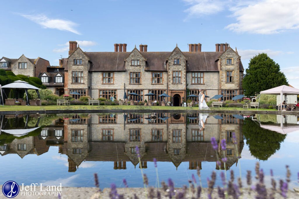 Billesley Manor Wedding Photographer reflection in lake