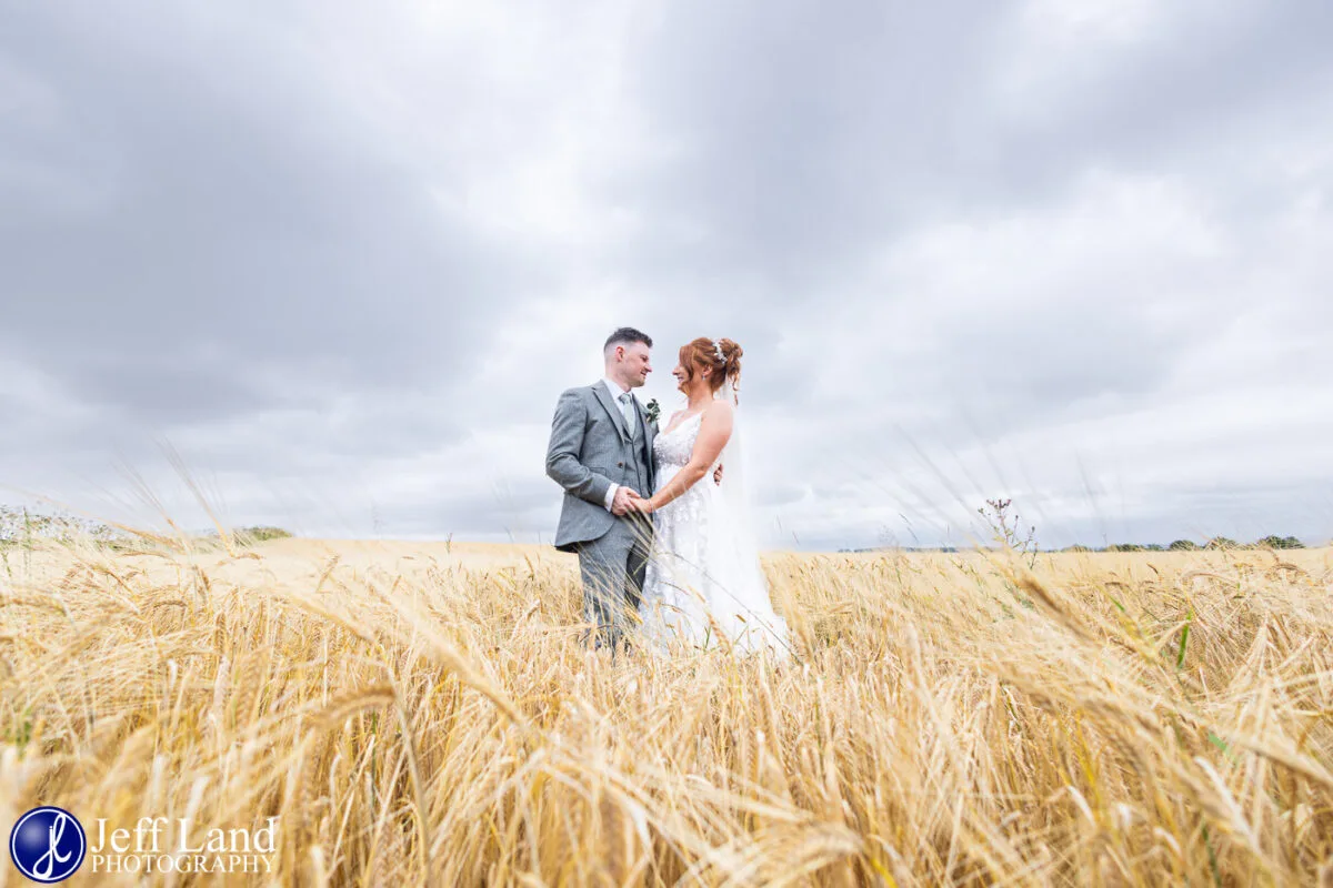 Mickleton Hills Farm Wedding Photography bride and groom in corn field
