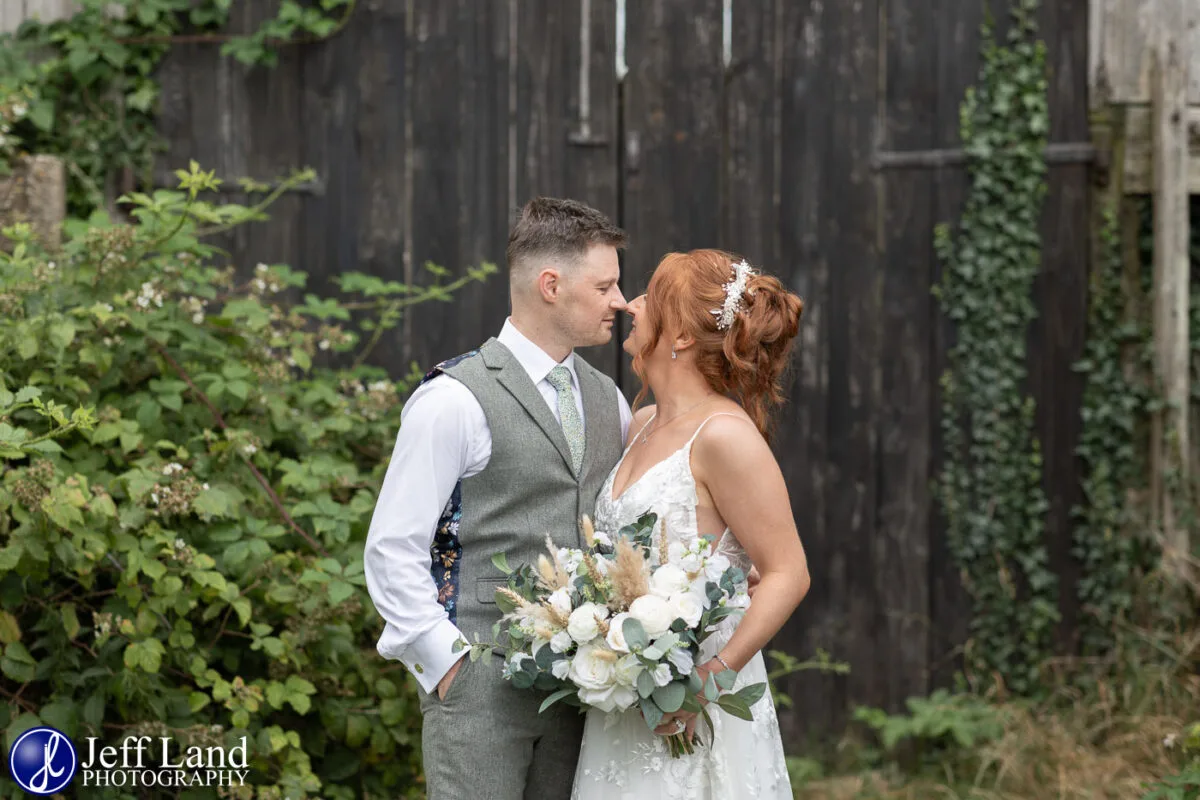 Mickleton Hills Farm Wedding Photography bride and groom kiss
