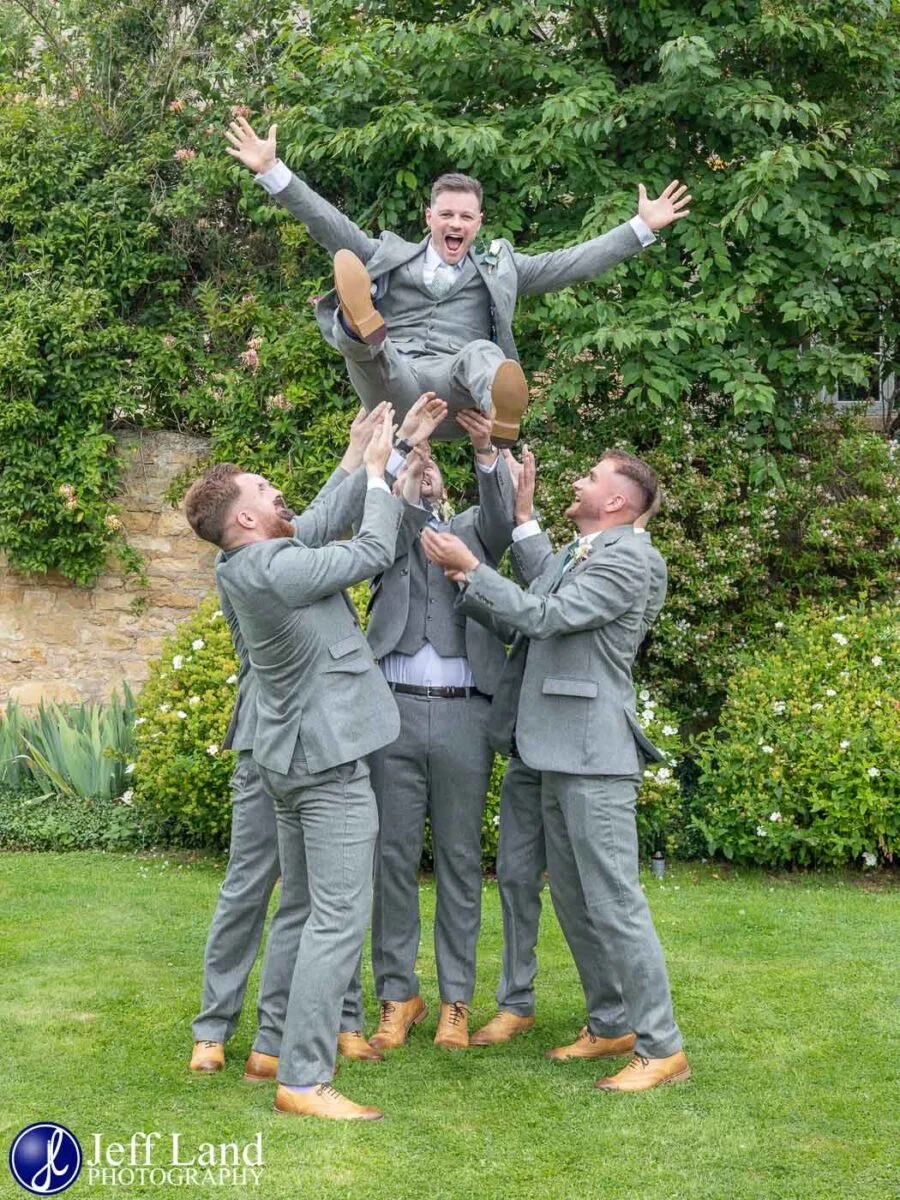Mickleton Hills Farm Wedding Photography fun groom & groomsmen photo