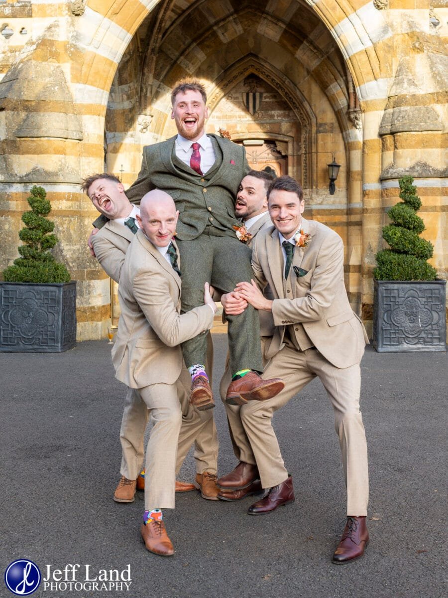 Fun Groomsmen Ettington Park Wedding