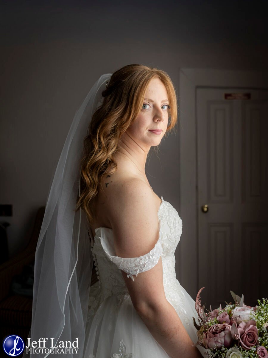 Bride Portrait in natural window light at Alveston Manor Stratford-upon-Avon, Warwickshire