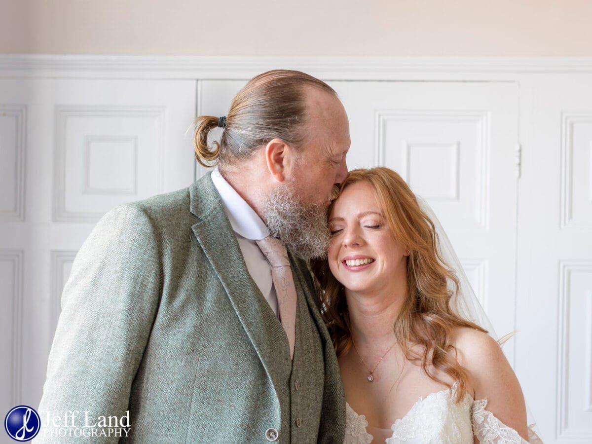 Dad and Bride to Be cuddle photo at Alveston Manor Stratford-upon-Avon, Warwickshire