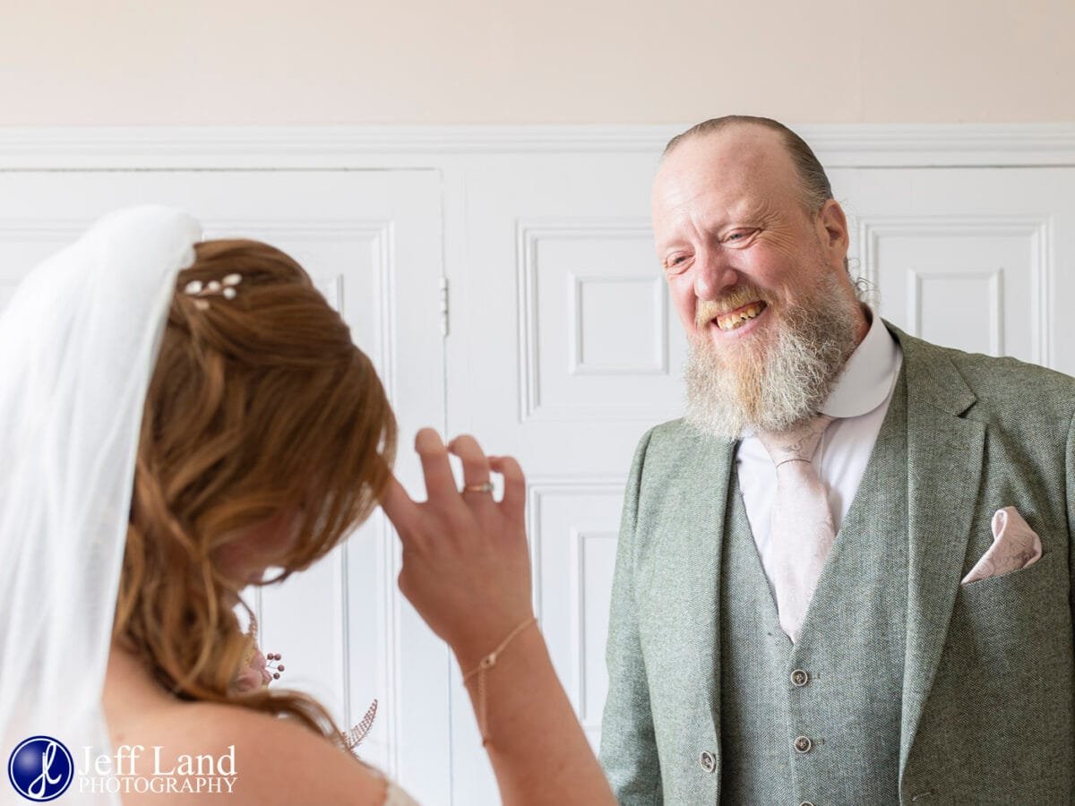 Happy Dad first look photo at Alveston Manor Stratford-upon-Avon, Warwickshire