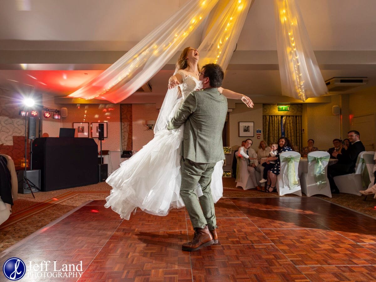 Fun lift First Dance Wedding Alveston Manor Stratford-upon-Avon, Warwickshire