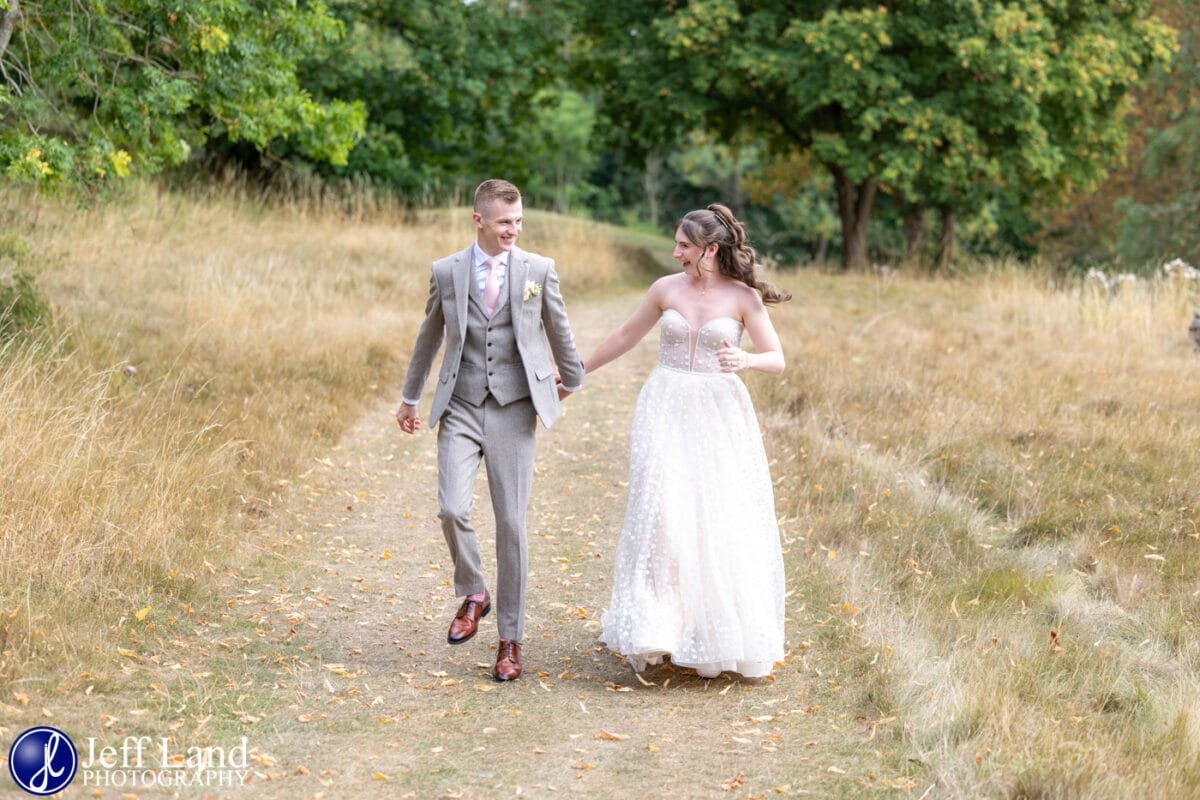 Fun photo of bride and groom at the Welcombe Hotel