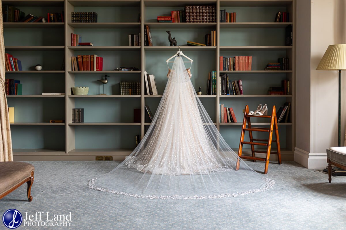 Hanging Wedding Dress at The Welcombe Hotel